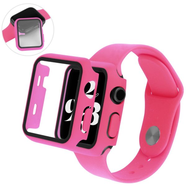 Apple Watch (41mm) cover with tempered glass + silicone watch strap - Rose Sale