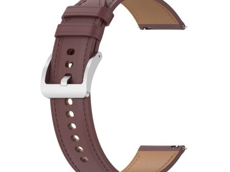 20mm Cowhide leather strap for Samsung   Garmin   Amazfit - Dark Brown Supply