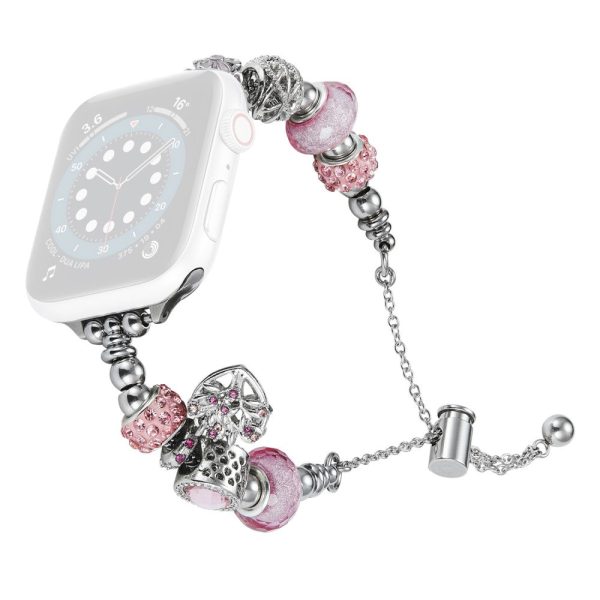 Apple Watch Series 8 (41mm) rhinestone bead metal strap - Heart Cheap