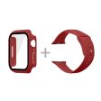 Apple Watch (45mm) silicone watch strap + cover with tempered glass - Dark Red   Size: S   M Online Sale