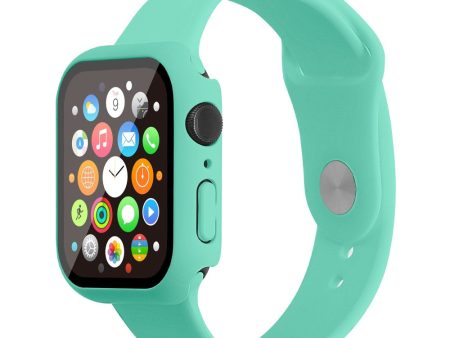 Apple Watch (45mm) silicone watch strap + cover with tempered glass - Mint Green   Size: M   L Online Sale