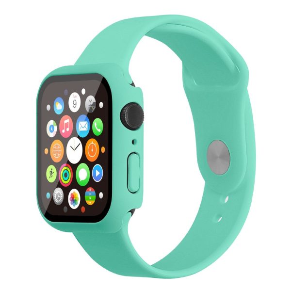 Apple Watch (45mm) silicone watch strap + cover with tempered glass - Mint Green   Size: M   L Online Sale