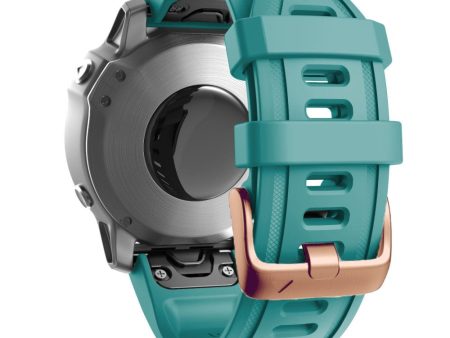 20mm silicone strap with rose gold buckle for Garmin watch - Blue-green Online Sale