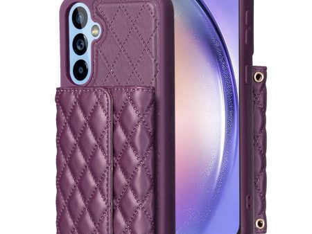 Stylish and versatile rhombus wallet cover for Samsung Galaxy A54 - Purple Supply