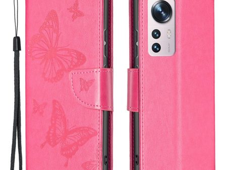 Butterfly Xiaomi 12   12X flip case - Rose on Sale