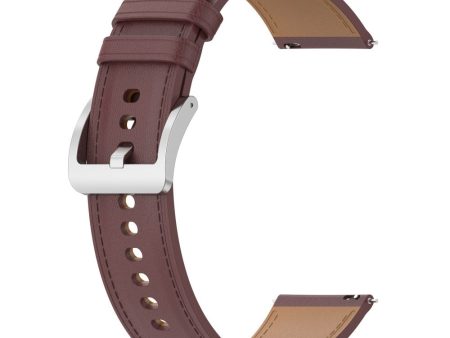 20mm Universal stitching line style cowhide watch strap - Dark Brown Cheap