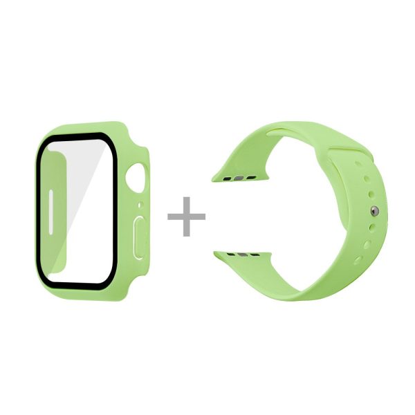 Apple Watch (45mm) silicone watch strap + cover with tempered glass - Light Green   Size: S   M For Cheap