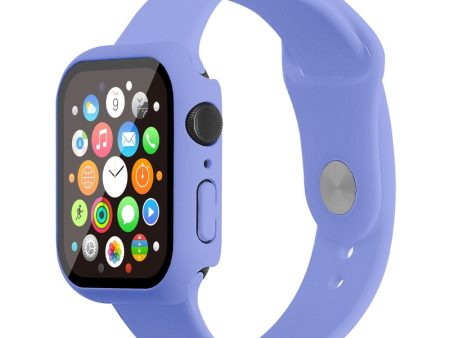 Apple Watch (45mm) silicone watch strap + cover with tempered glass - Lilac   Size: S   M Supply