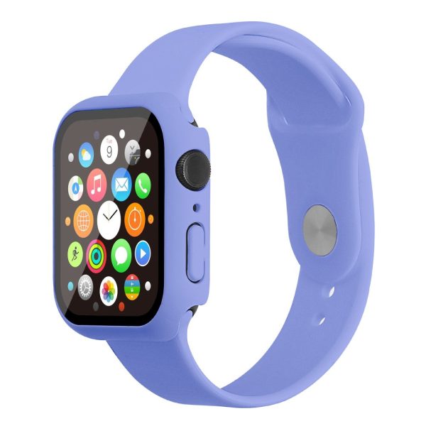 Apple Watch (45mm) silicone watch strap + cover with tempered glass - Lilac   Size: S   M Supply