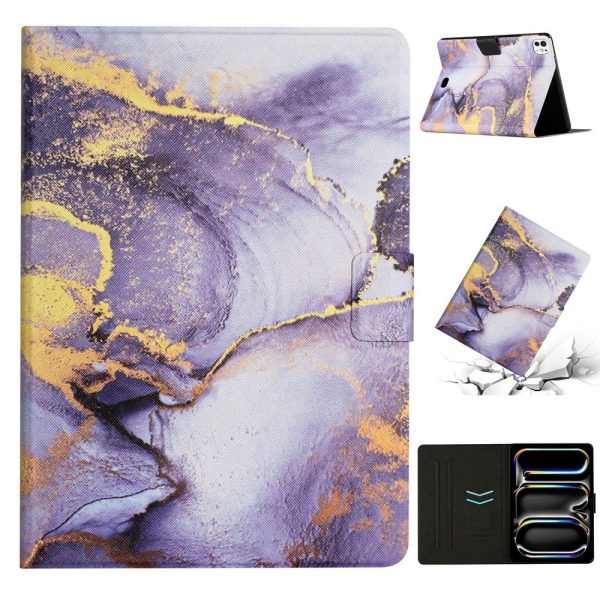 iPad Pro 11 (2024) Case Card Holder Stand Marble Pattern Tablet Leather Shell - Style B Fashion