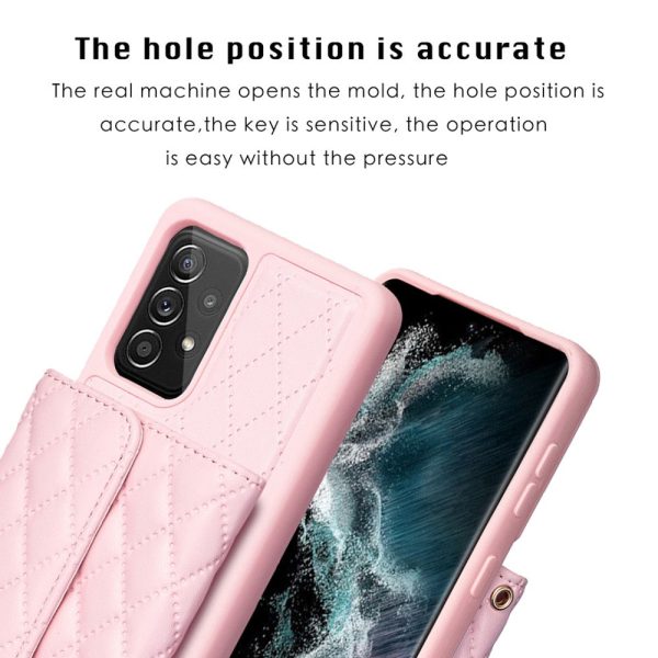 Stylish and versatile rhombus wallet cover for Samsung Galaxy A52s 5G   A52 5G   A52 - Pink Online now