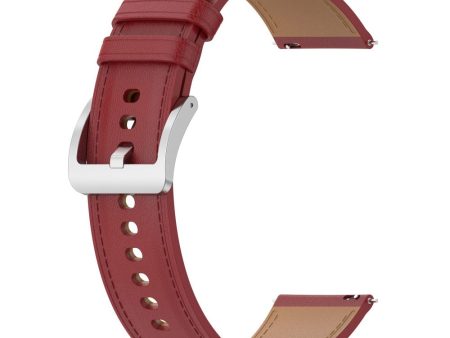 20mm Universal stitching line style cowhide watch strap - Red For Cheap