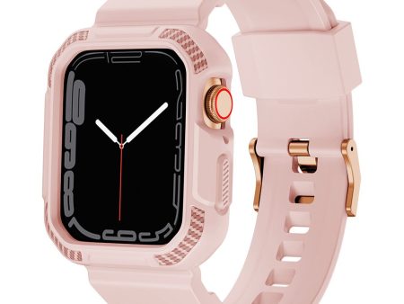 Apple Watch (45mm) carbon fiber style cover with watch strap - Pink For Sale