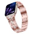 Apple Watch Series 8 (41mm) rhinestone décor metal strap - Pink Hot on Sale