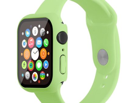 Apple Watch (45mm) silicone watch strap + cover with tempered glass - Light Green   Size: S   M For Cheap