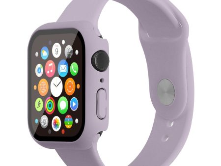 Apple Watch (45mm) silicone watch strap + cover with tempered glass - Light Purple   Size: S   M Discount