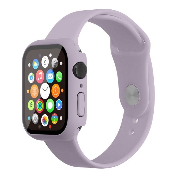 Apple Watch (45mm) silicone watch strap + cover with tempered glass - Light Purple   Size: S   M Discount