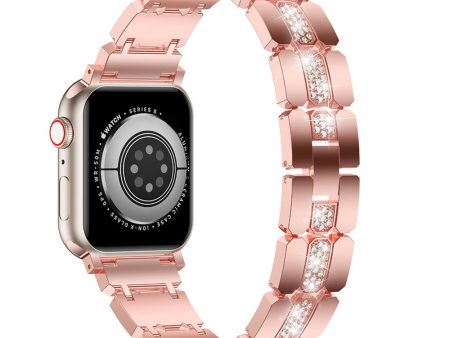 Apple Watch Series 8 (41mm) rhinestone décor metal strap - Pink Hot on Sale