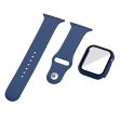 Apple Watch (45mm) silicone watch strap + cover with tempered glass - Dark Blue   Size: S   M Online