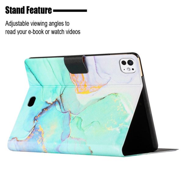 iPad Pro 11 (2024) Case Card Holder Stand Marble Pattern Tablet Leather Shell - Style D For Discount