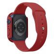 Apple Watch (45mm) silicone watch strap + cover with tempered glass - Dark Red   Size: S   M Online Sale