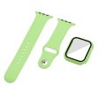 Apple Watch (45mm) silicone watch strap + cover with tempered glass - Light Green   Size: S   M For Cheap