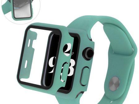 Apple Watch (41mm) cover with tempered glass + silicone watch strap - Green Discount