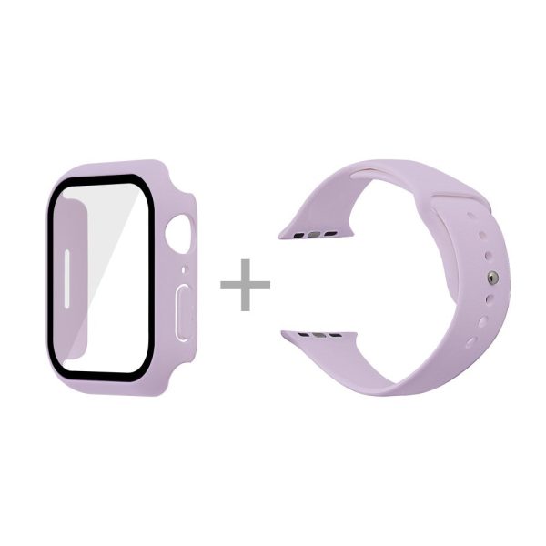 Apple Watch (45mm) silicone watch strap + cover with tempered glass - Light Purple   Size: S   M Discount