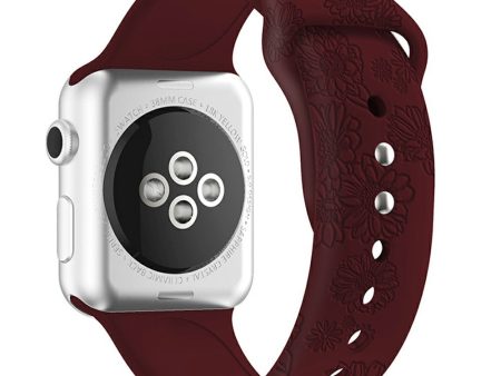 Watch Strap for Apple Watch Series 49mm - 45mm - 44mm - 42mm - Sunflower Wine Red For Sale