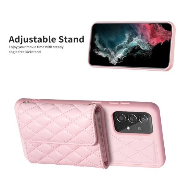 Stylish and versatile rhombus wallet cover for Samsung Galaxy A52s 5G   A52 5G   A52 - Pink Online now