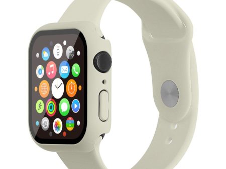 Apple Watch (45mm) silicone watch strap + cover with tempered glass - Antique White   Size: M   L For Cheap