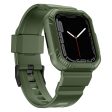 Apple Watch (41mm) carbon fiber style cover with watch strap - Dark Green Fashion