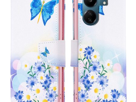 Wonderland Xiaomi Redmi 13C   Xiaomi Poco C65 flip case - Butterfly And Flowers on Sale