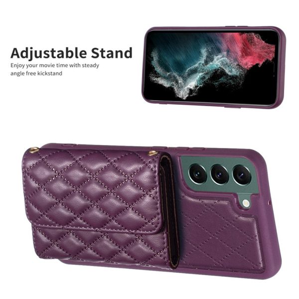 Stylish and versatile rhombus wallet cover for Samsung Galaxy S22 Plus - Purple Online Sale