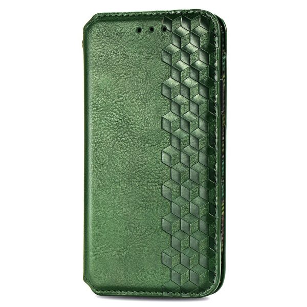 iPhone 16 Pro leather case with a stylish rhombus imprint - Green Supply