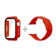 Apple Watch (45mm) silicone watch strap + cover with tempered glass - Red   Size: M   L Hot on Sale