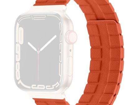 Apple Watch Series 8 (41mm) Genuine leather strap - Orange Hot on Sale