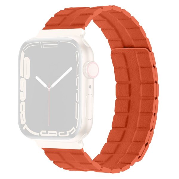 Apple Watch Series 8 (41mm) Genuine leather strap - Orange Hot on Sale