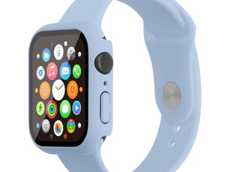 Apple Watch (45mm) silicone watch strap + cover with tempered glass - Sky Blue   Size: M   L Fashion