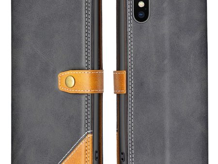 BINFEN two-color leather case for iPhone XS - Black Online Sale