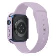 Apple Watch (45mm) silicone watch strap + cover with tempered glass - Light Purple   Size: S   M Discount