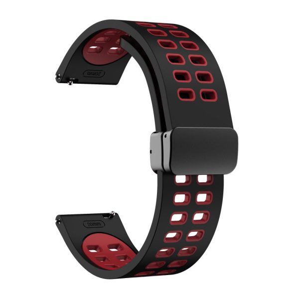 20mm Universal dual color silicone strap with black buckle - Black   Red Cheap