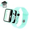 Apple Watch (41mm) cover with tempered glass + silicone watch strap - Cyan on Sale