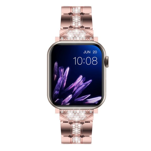 Apple Watch Series 8 (41mm) rhinestone décor metal strap - Pink Hot on Sale