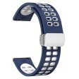 20mm Universal dual color silicone strap with silver buckle - Midnight Blue   White Cheap