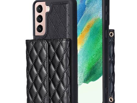 Stylish and versatile rhombus wallet cover for Samsung Galaxy S21 FE - Black For Discount