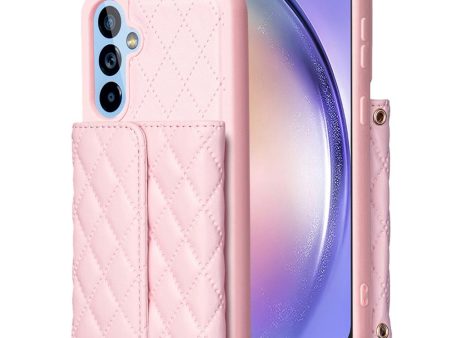 Stylish and versatile rhombus wallet cover for Samsung Galaxy A54 - Pink Online Hot Sale