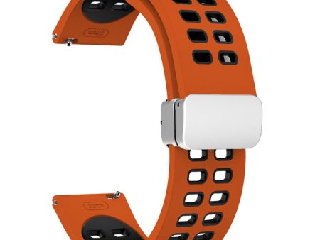 20mm Universal dual color silicone strap with silver buckle - Orange   Black Online Sale