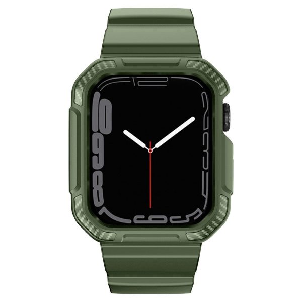 Apple Watch (41mm) carbon fiber style cover with watch strap - Dark Green Fashion