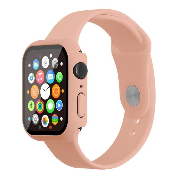 Apple Watch (45mm) silicone watch strap + cover with tempered glass - Pink   Size: S   M on Sale